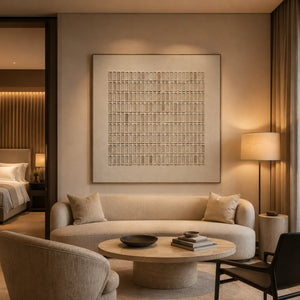 Woven Grid Textured Wall Art room scene 5 | Oildeco
