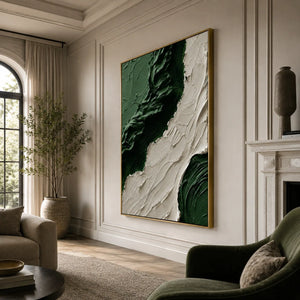Emerald Flow Textured Wall Art displayed above a sofa in a neutral interior | Oildeco