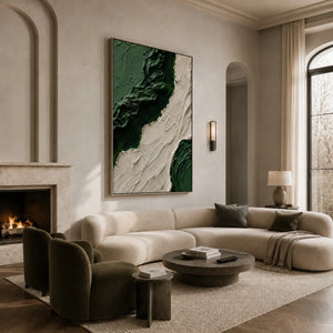 Emerald Flow Textured Wall Art styled in a contemporary entryway | Oildeco