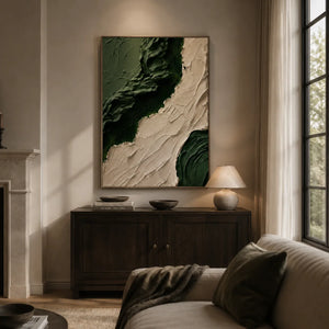 Emerald Flow Textured Wall Art displayed in a collected studio setting | Oildeco