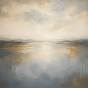 Quiet Silver Seascape Wall Art room scene 1 | Oildeco