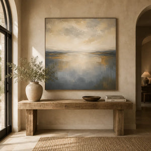 Quiet Silver Seascape Wall Art room scene 4 | Oildeco