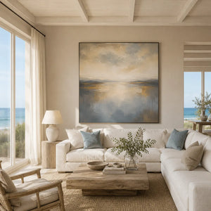 Quiet Silver Seascape Wall Art room scene 5 | Oildeco