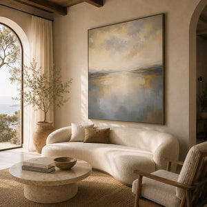 Quiet Silver Seascape Wall Art room scene 6 | Oildeco
