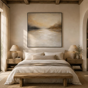 Pearl Mist Seascape Wall Art room scene 2 | Oildeco