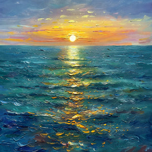 Original artwork view of Sunlit Tide Seascape Wall Art | OILDECO