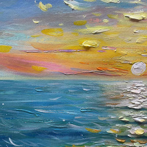 Sunlit Tide Seascape Wall Art impasto texture detail | OILDECO