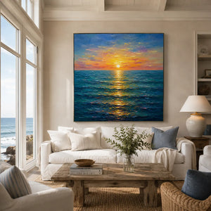 Sunlit Tide Seascape Wall Art room scene 3 | Oildeco
