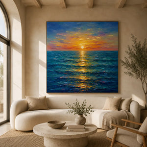 Sunlit Tide Seascape Wall Art room scene 4 | Oildeco