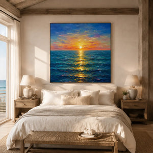 Sunlit Tide Seascape Wall Art room scene 5 | Oildeco