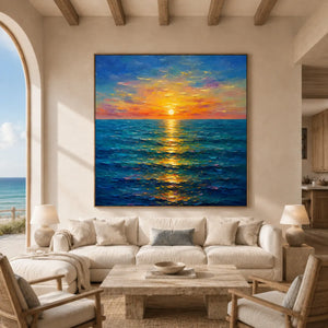 Sunlit Tide Seascape Wall Art room scene 6 | Oildeco