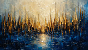 Golden Reed Coastal Wall Art room scene 1 | Oildeco