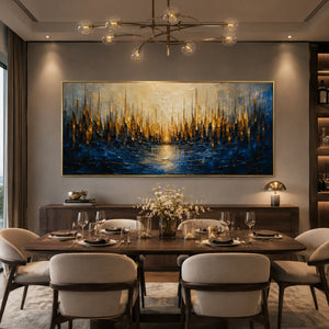 Golden Reed Coastal Wall Art room scene 4 | Oildeco