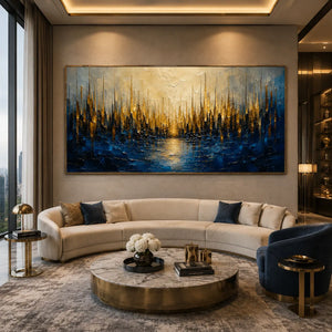 Golden Reed Coastal Wall Art room scene 5 | Oildeco