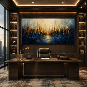 Golden Reed Coastal Wall Art room scene 6 | Oildeco