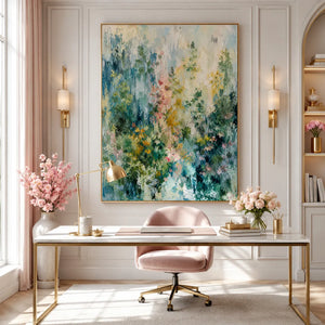 Rain Garden Floral Wall Art room scene 2 | Oildeco