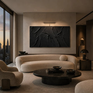 Black Layers Textured Wall Art styled in a modern living room | Oildeco