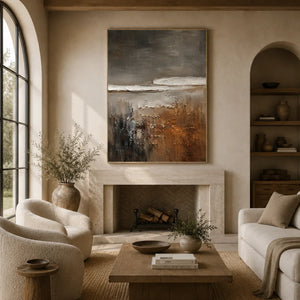 Charcoal Shore Seascape Wall Art room scene 2 | Oildeco