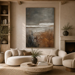 Charcoal Shore Seascape Wall Art room scene 3 | Oildeco