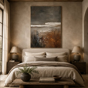 Charcoal Shore Seascape Wall Art room scene 6 | Oildeco