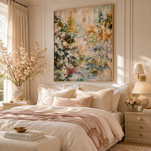 Meadow Veil Floral Wall Art room scene 2 | Oildeco