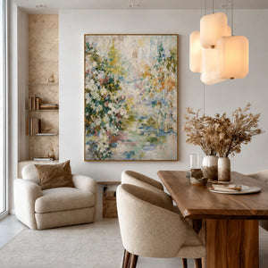 Meadow Veil Floral Wall Art in a contemporary dining room | Oildeco