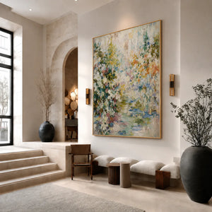 Meadow Veil Floral Wall Art in a gallery-style entryway | Oildeco