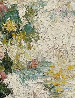 Meadow Veil Floral Wall Art raised palette knife texture detail | OILDECO