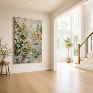Meadow Veil Floral Wall Art in a sunlit entryway | Oildeco