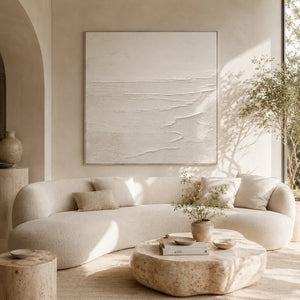 Ivory Wave Textured Wall Art room scene 2 | Oildeco