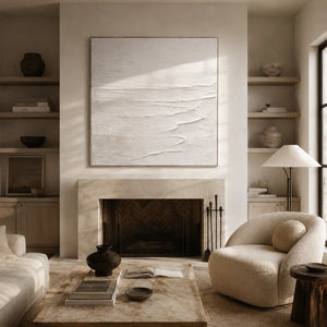 Ivory Wave Textured Wall Art room scene 3 | Oildeco