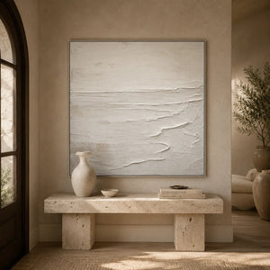 Ivory Wave Textured Wall Art room scene 5 | Oildeco