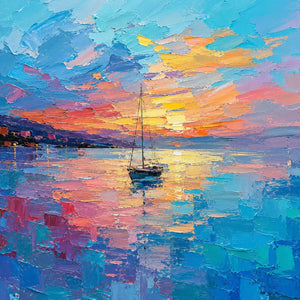 Sunset Sail Coastal Wall Art room scene 1 | Oildeco