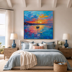 Sunset Sail Coastal Wall Art room scene 4 | Oildeco