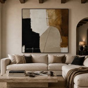 Ecru Figure Abstract Wall Art room scene 2 | Oildeco