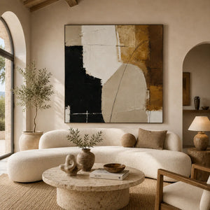 Ecru Figure Abstract Wall Art room scene 3 | Oildeco