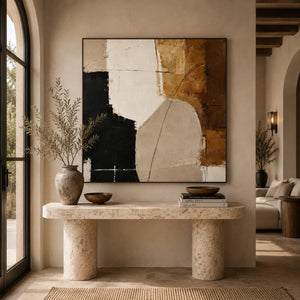 Ecru Figure Abstract Wall Art room scene 4 | Oildeco