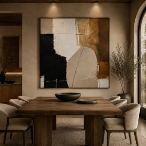 Ecru Figure Abstract Wall Art room scene 6 | Oildeco