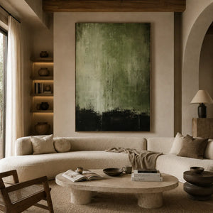 Olive Shadow Textured Wall Art room scene 2 | Oildeco