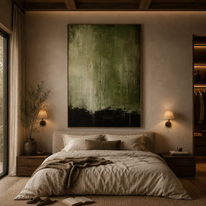 Olive Shadow Textured Wall Art room scene 5 | Oildeco