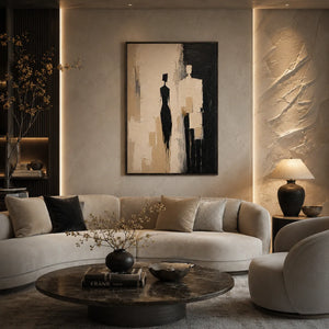 Shadow Pair Figure Wall Art styled in a modern living room | Oildeco