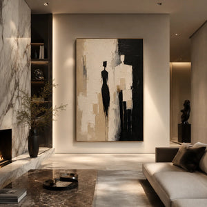 Shadow Pair Figure Wall Art shown in a calm bedroom setting | Oildeco