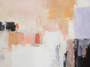 Peach Blocks Abstract Wall Art room scene 1 | Oildeco