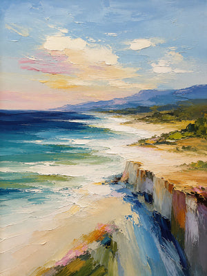 Original artwork view of Coastal Cliff Landscape Wall Art | OILDECO