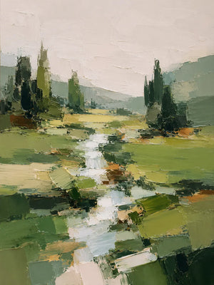 Green Creek Landscape Wall Art room scene 1 | Oildeco
