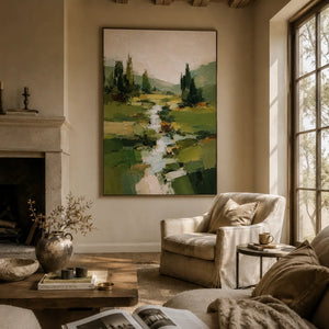 Green Creek Landscape Wall Art room scene 3 | Oildeco