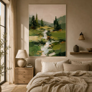 Green Creek Landscape Wall Art room scene 5 | Oildeco