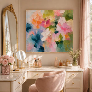 Blush Petal Floral Wall Art room scene 5 | Oildeco