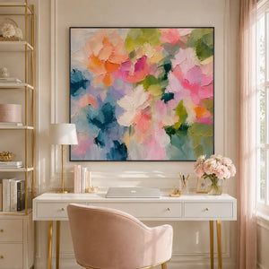 Blush Petal Floral Wall Art room scene 6 | Oildeco