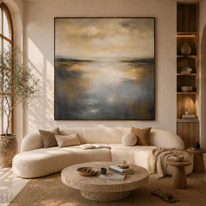 Silver Tide Seascape Wall Art room scene 2 | Oildeco